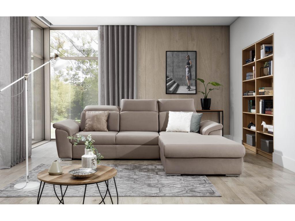 Lumenao 272cm Right-Hand Corner Convertible Sofa in Green Velvet with Adjustable Headrests IIZD49154