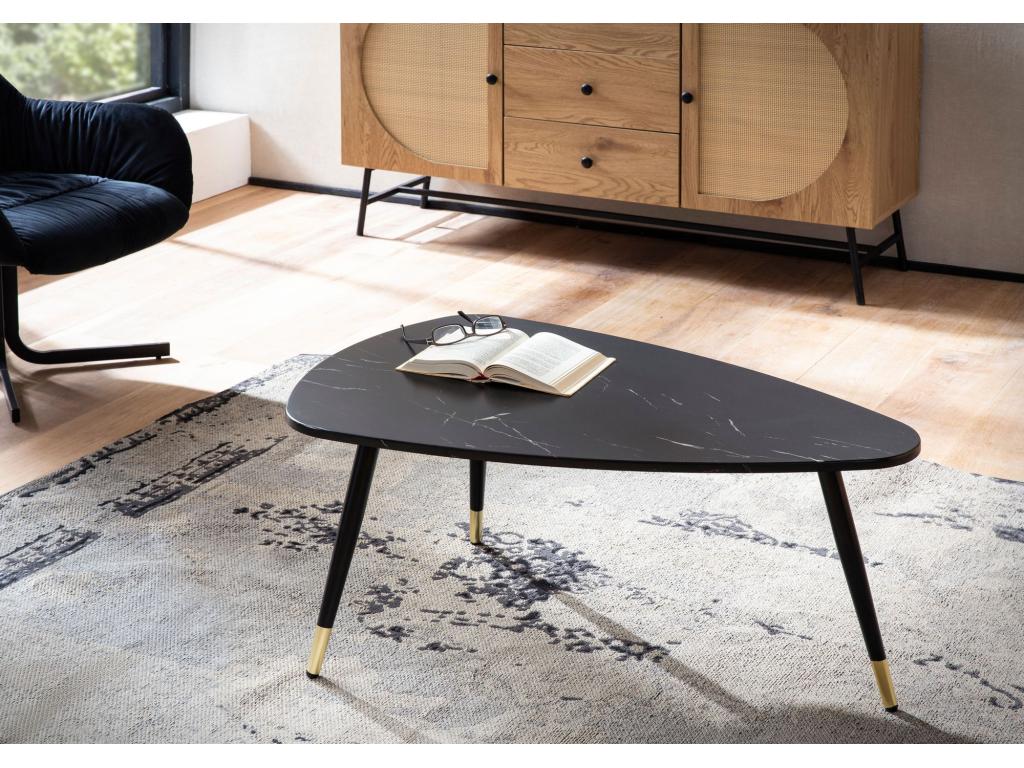 Coffee Table 90x60x41 cm Marble Look Modern Living Room Table Tripod SPEA57980