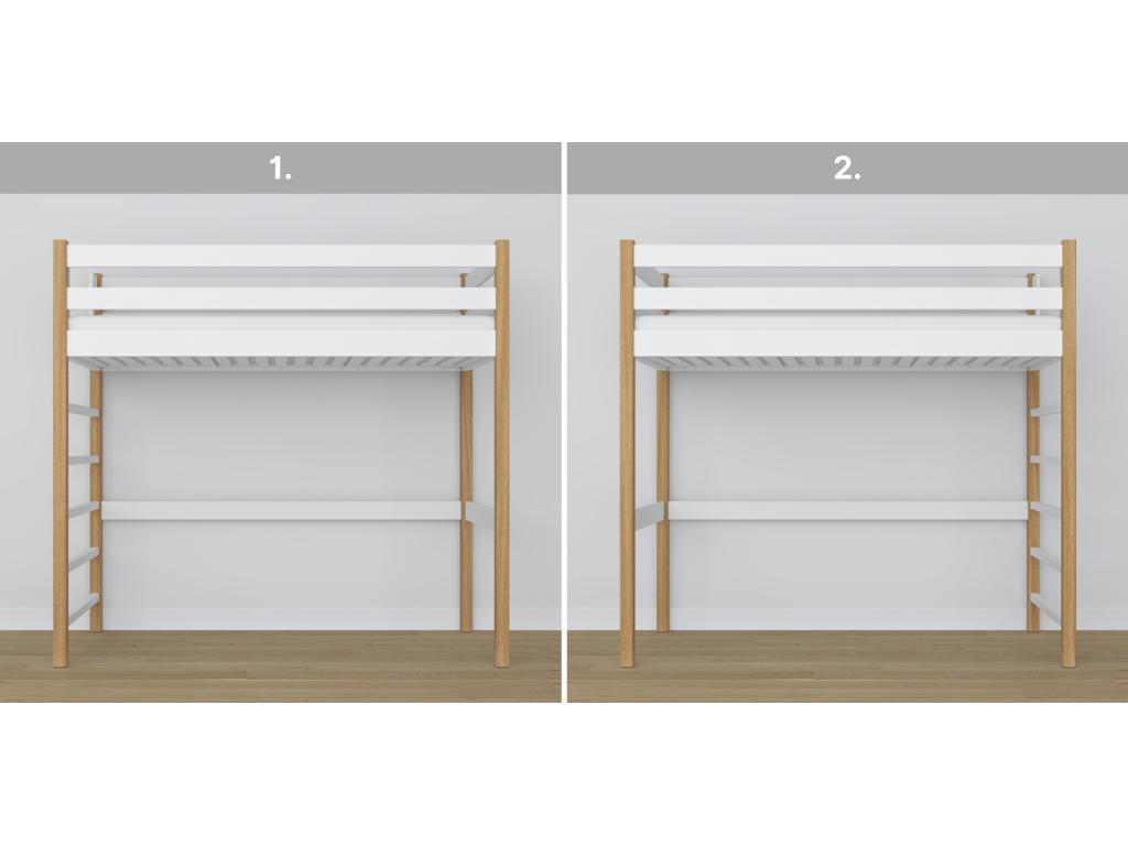 Wooden loft bed N01 White / Natural Oak 120x200 FSAZ06616