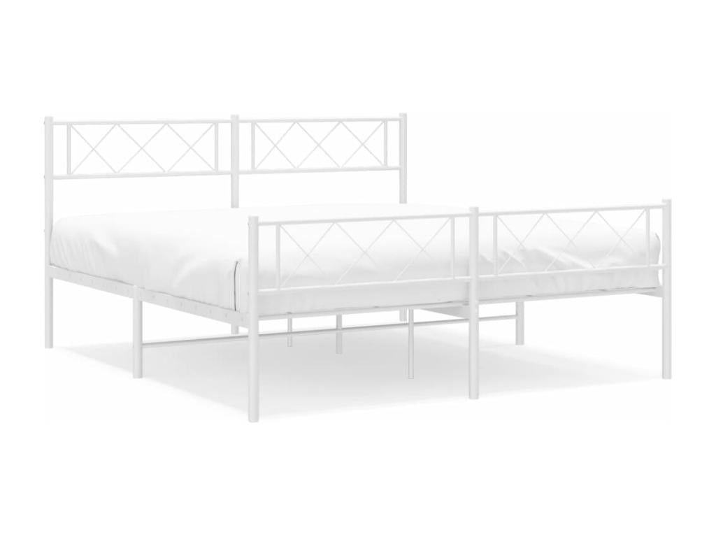 Metal bed frame without mattress and white bed legs, 140x190 cm, PPUC24415
