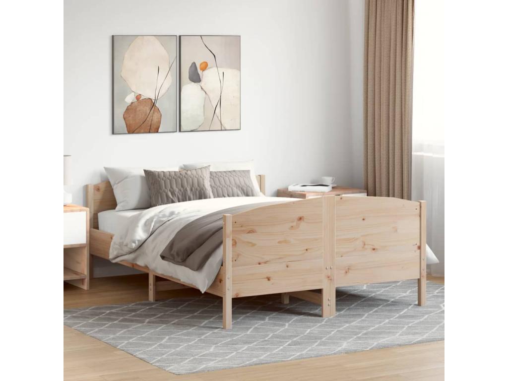 Bed frame with headboard 120x200 cm solid pine wood CKGI99349