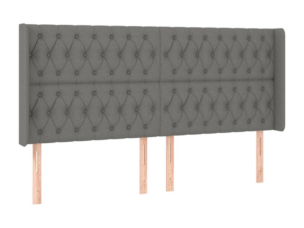 Dark Grey LED Headboard 183x16x118/128 cm Fabric NSEC36270