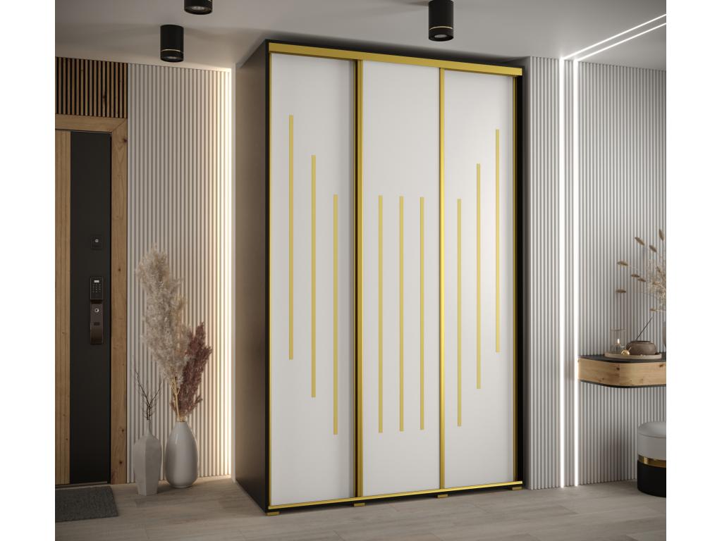 Ventoriq 8 Sliding Door Wardrobe 235.2/160/45 3 Doors Black/White/Gold MKCZ98884