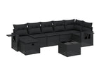8-piece garden furniture set with cushions, black woven resin UIIB72541