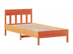 Bed frame with brown wax headboard, 90x200 cm, pine wood, JZDS98102