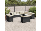 Garden furniture set with cushions, 13 pieces, black woven resin GGMQ95701