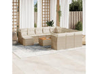 13-piece beige woven resin garden furniture set with cushions PREI67511