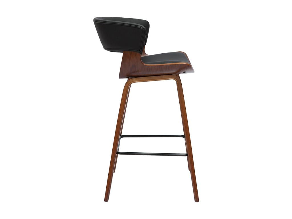 Lumenao VQPM85675 Black and Dark Wood Designer Bar Stools, 65cm High, Set of 2