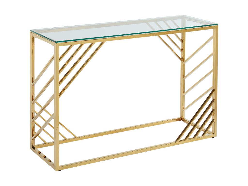 Console table in tempered glass and stainless steel - Gold - Lumenao NZXV69184
