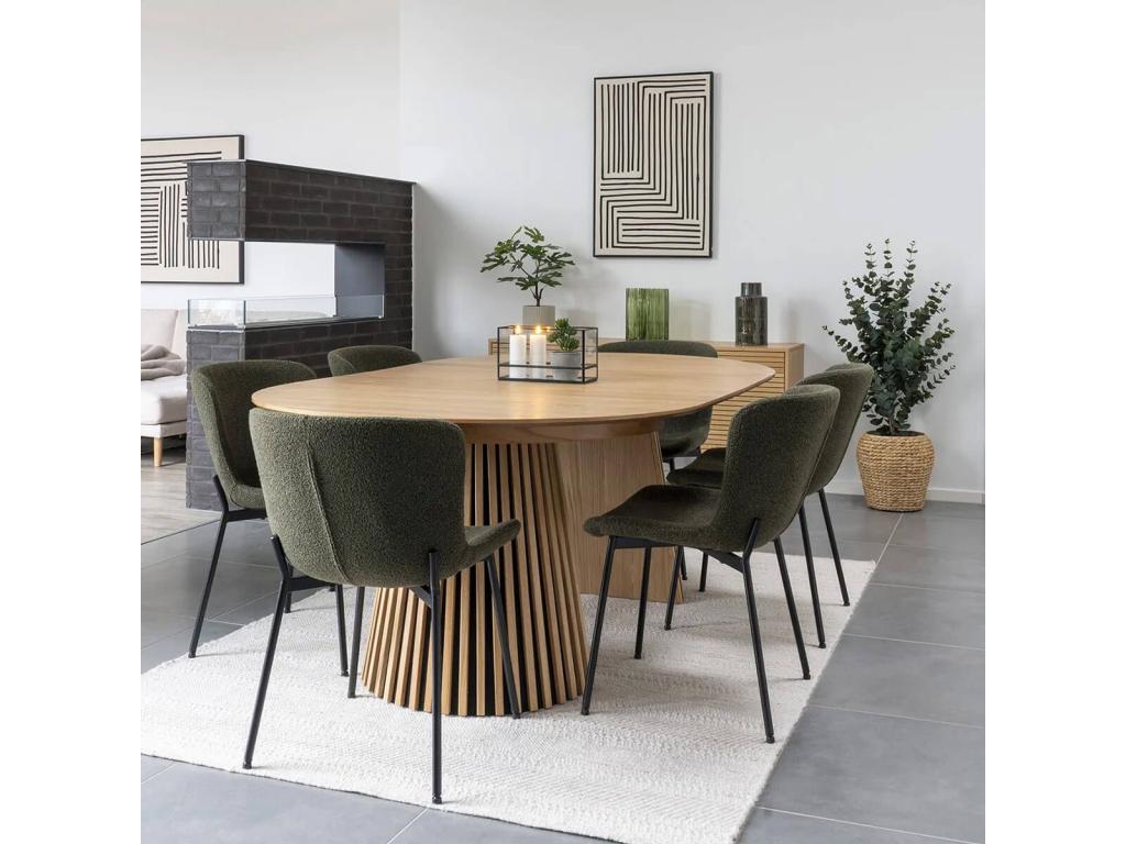 Ventoriq - Extendable Round Table with Central Pedestal, Ventoriq MDF Light Oak Veneer WYCG43041