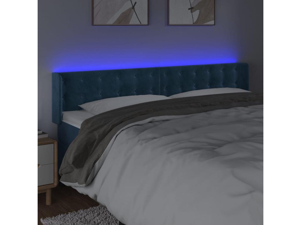 Dark Blue LED Headboard 203x16x78/88 cm Velvet FZOI96551