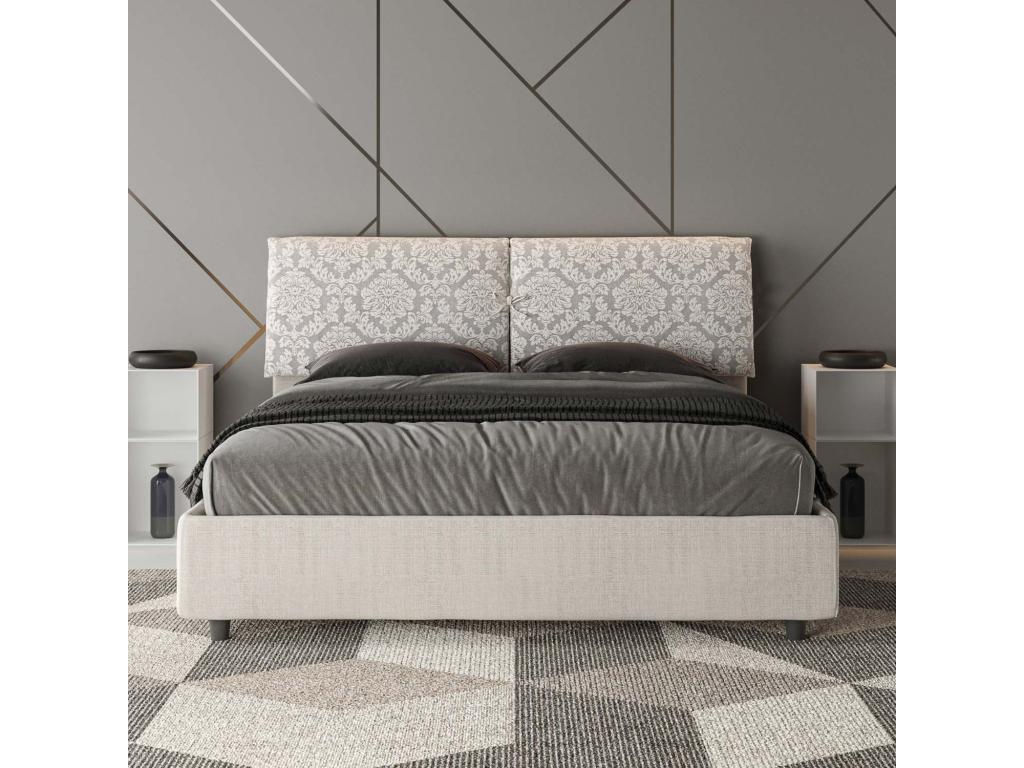 Lumenao 1 white upholstered storage bed 160x210 fabric Lumenao LNHY52365