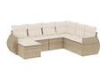 7-piece beige woven resin garden furniture set with cushions AYEV99102