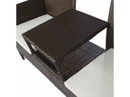 2-seater garden sofa and tea table, brown woven resin, JMVP02489