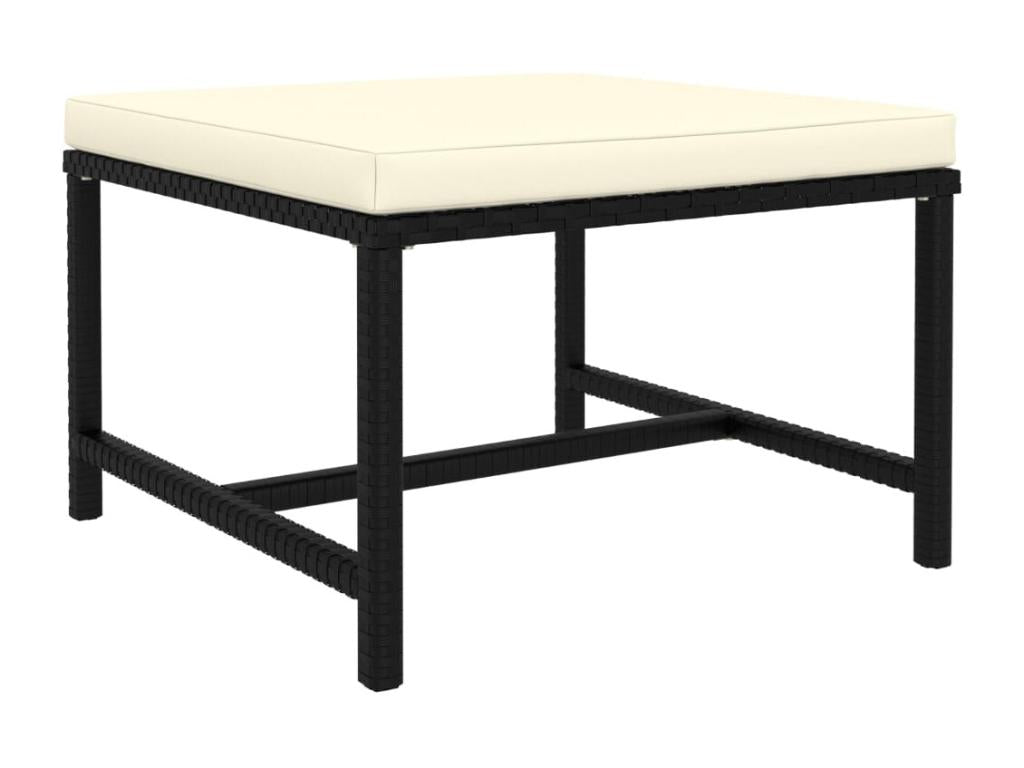 6-piece garden furniture set with cushions, black woven resin WBDB67140