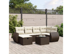 Garden furniture set with cushions, 7 pieces, brown woven resin KVHR71189