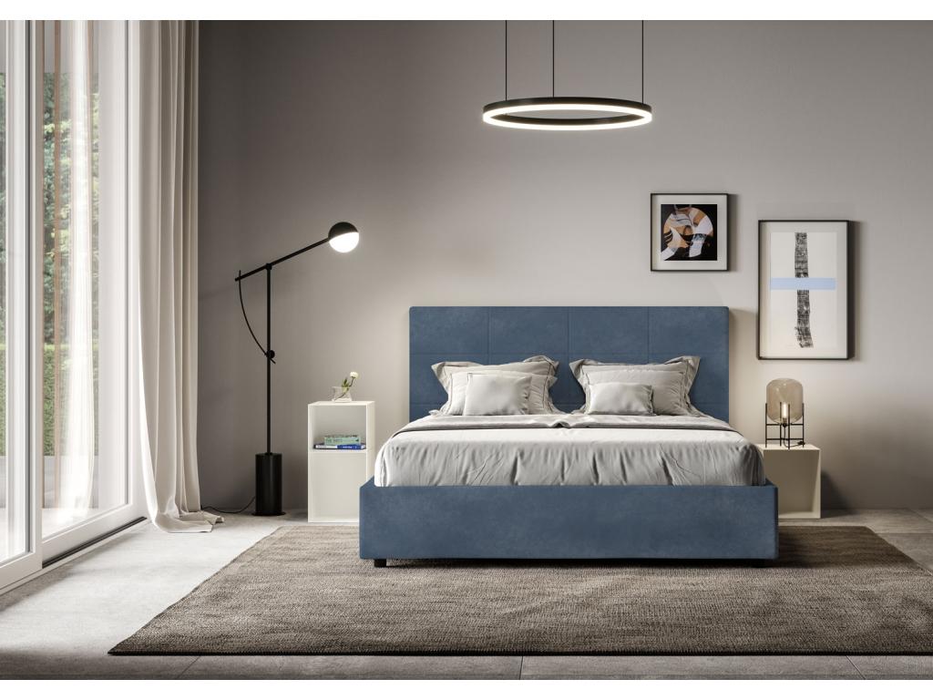 Ventoriq XWHQ24072 Upholstered Double Bed with Storage 140x200cm Blue Microfiber