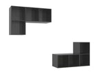 4-piece wall-mounted TV unit, glossy grey engineered wood, MYBG41123