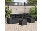6-piece garden furniture set with cushions, black woven resin MYQM24294