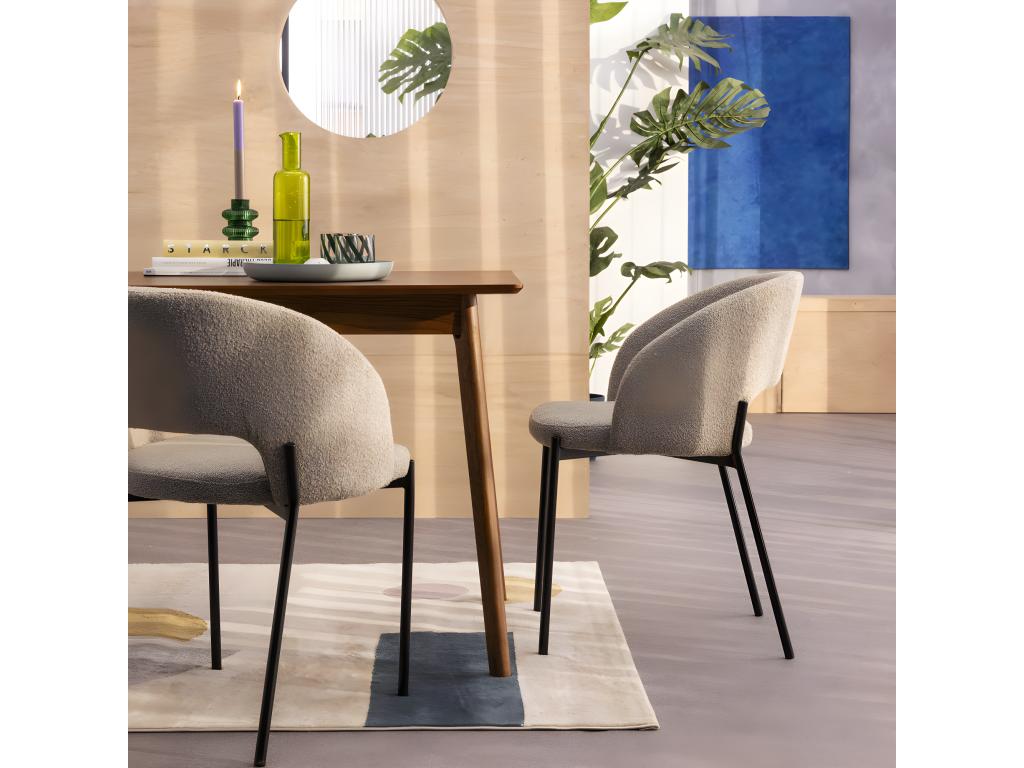 Lumenao - Set of 2 bouclé fabric and metal chairs - Heather beige MWLI07998