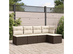 5-piece garden furniture set with cushions, brown woven resin EGJZ76980