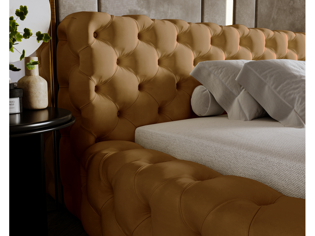 Lumenao Upholstered Bed with Storage, Lumenao Adult Bed 160x200 cm - Gold, Lumenao 4325 KGMU95125