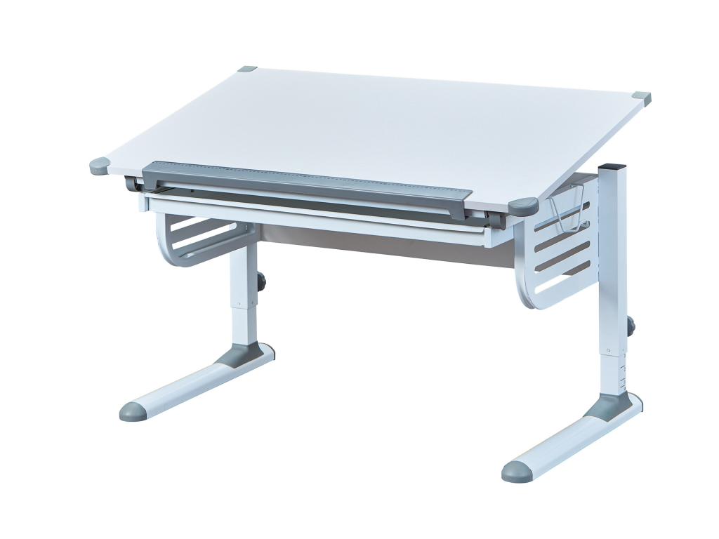 Lumenao Desk with adjustable tabletop height and 1 drawer, white and grey. ZFAG82547