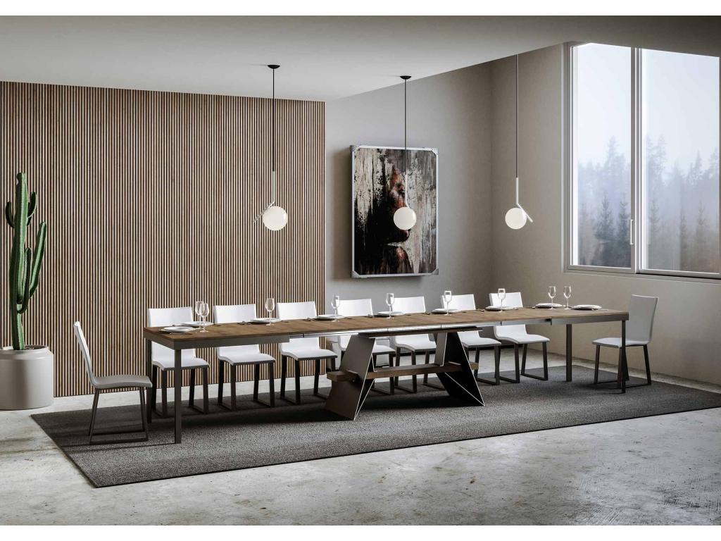 Lumenao Extendable Table 90x160/420 cm Walnut Anthracite Frame JUTM12713