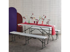 Table and bench set for receptions - 180cm - foldable - with carrying handle - white plastic - camping table XTXW54017