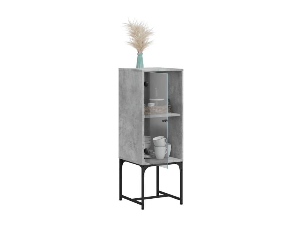 Side cabinet with concrete grey glass door 35x37x100 cm EXEB85447
