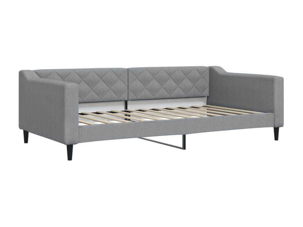Daybed with pull-out bed and drawers, light grey, 100x200 cm, fabric EWPZ44982