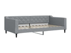 Daybed with pull-out bed and drawers, light grey, 100x200 cm, fabric EWPZ44982
