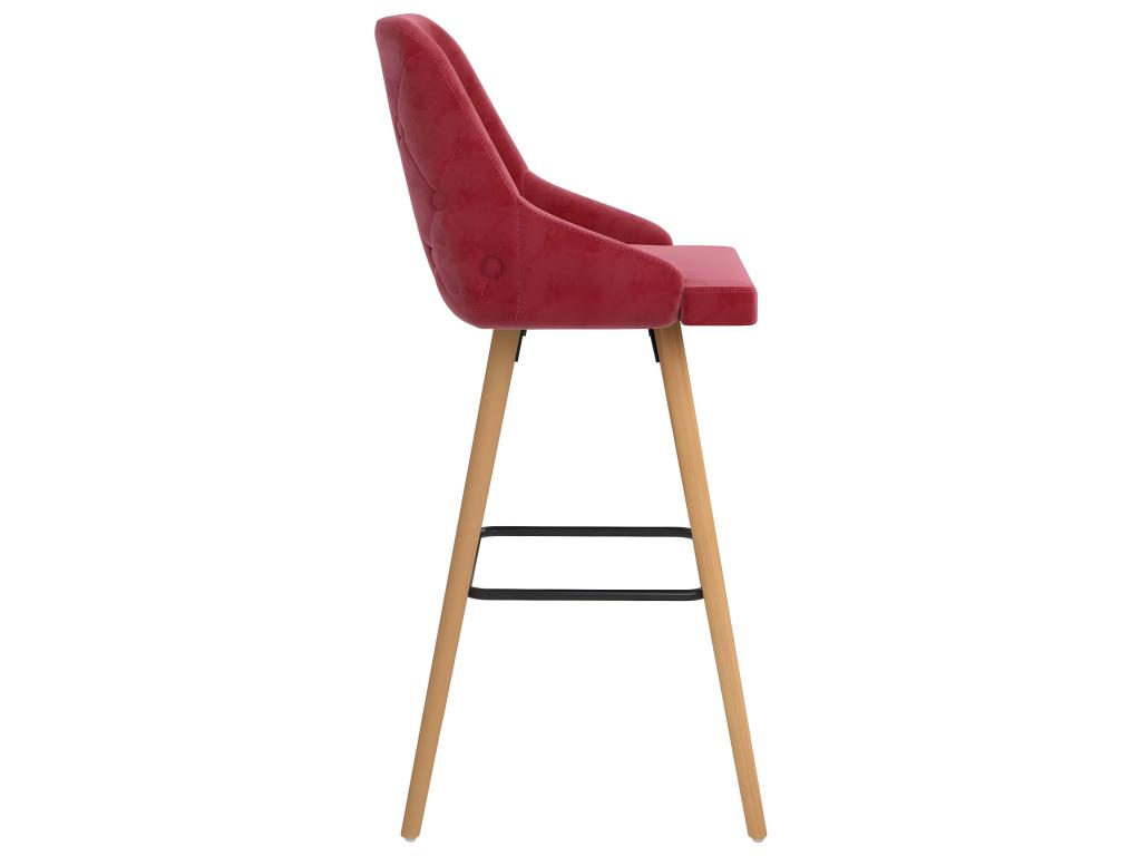 Set of 2 bar stools, burgundy red velvet ESWK32483