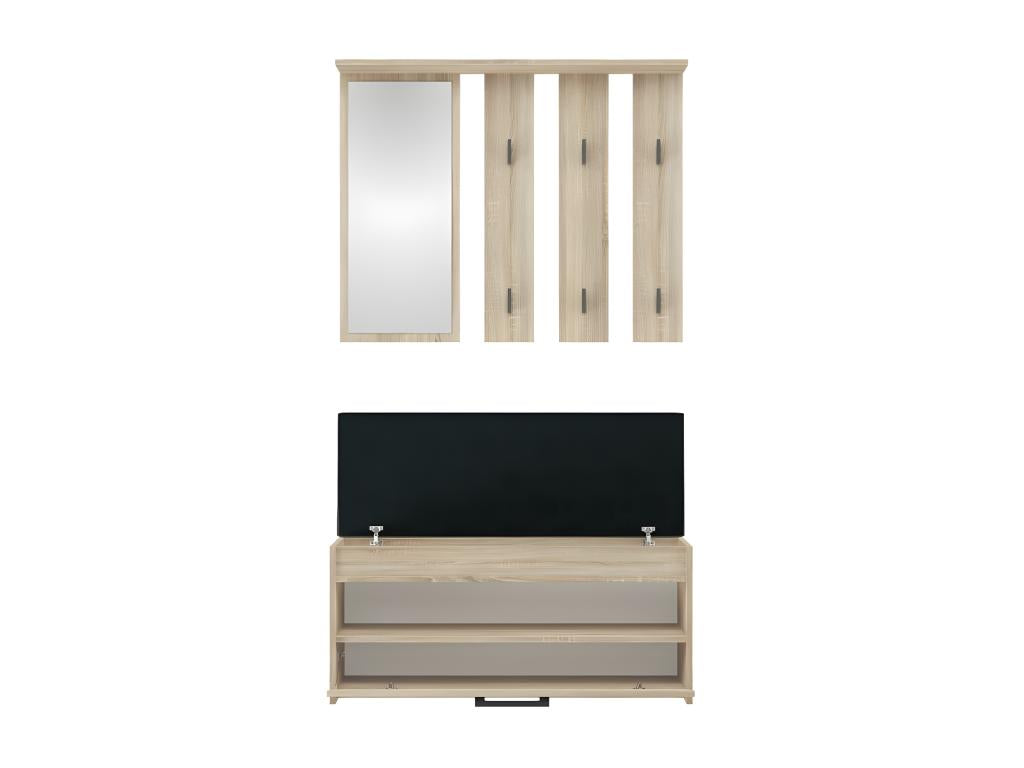 PARMI - Entryway Wardrobe - Entryway Furniture with Bench and Mirror - Wall-Mounted Coat Rack BXEB27005