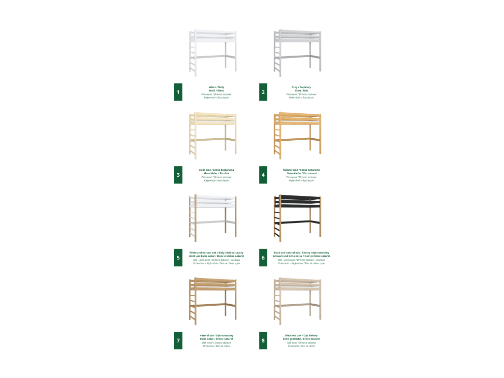 Wooden loft bed N01 White / Natural Oak 120x200 FSAZ06616