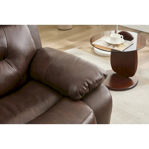 63 Genuine Leather 2-Seater Reclining Sofa with Overstuffed Armrests