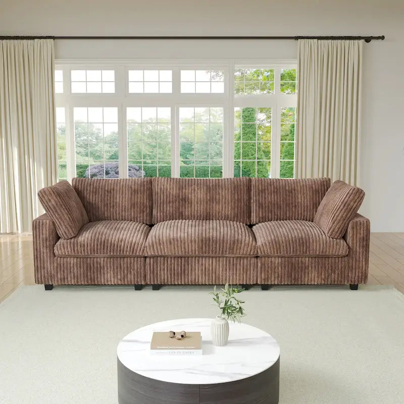 Soft Plush Modular Sectional Sofa Modern Upholstered Living Room Couch