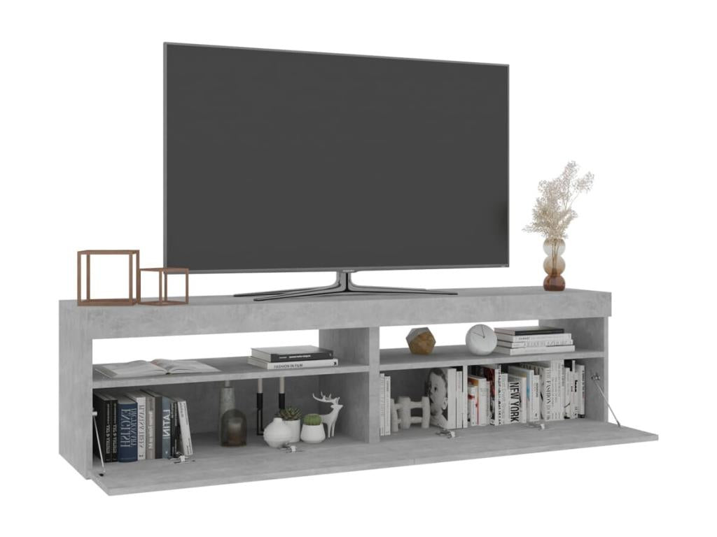 2-piece TV unit with LED lights, concrete grey, 75x35x40 cm QQWR05497