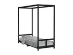 Black children's bed frame 80x200 cm solid pine wood DQUH05145