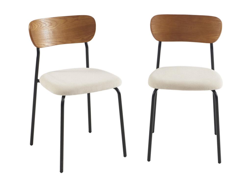 Ventoriq - Set of 2 corduroy and metal chairs - Ecru OXJC60675