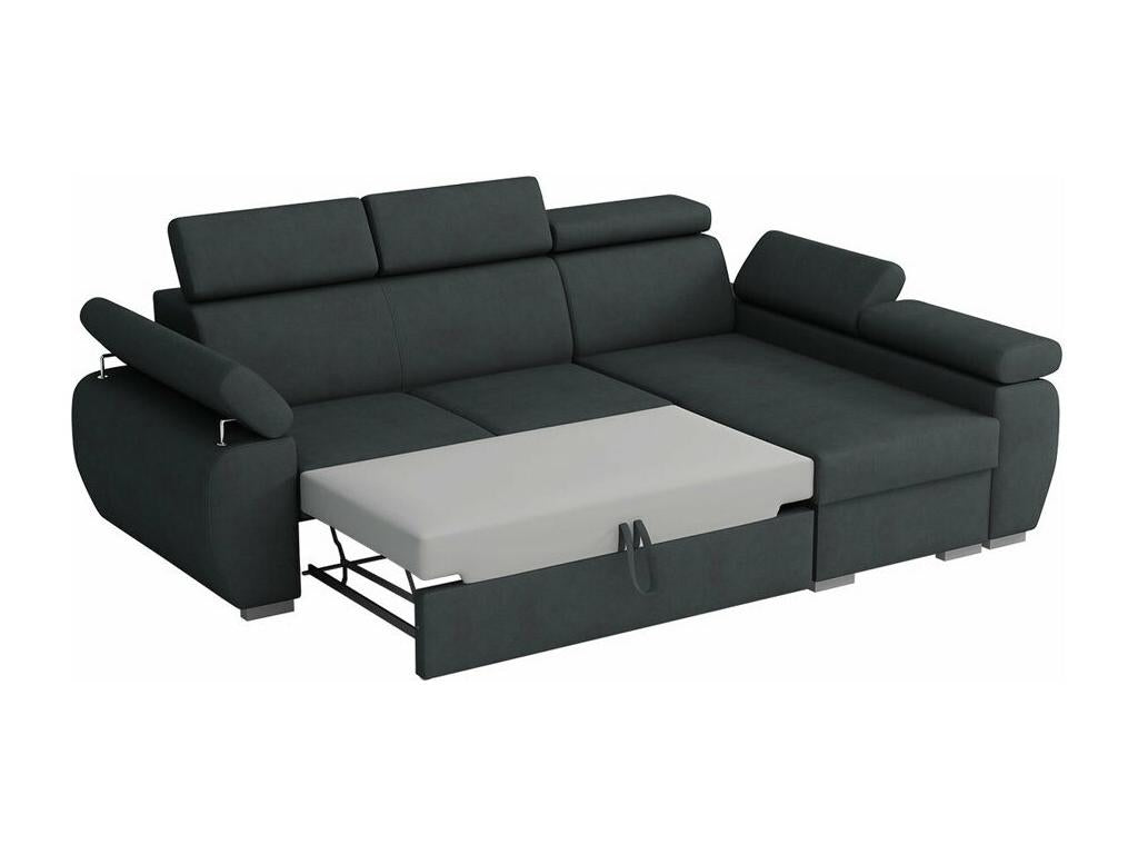 Lumenao 192 Corner Sofa Grey with Sleeping Function and Bed Box 255x170x85cm TJWX23862