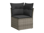 4-piece garden furniture set with grey resin wicker cushions QMKM80690