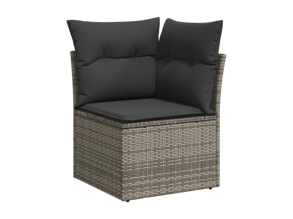 4-piece garden furniture set with grey resin wicker cushions QMKM80690