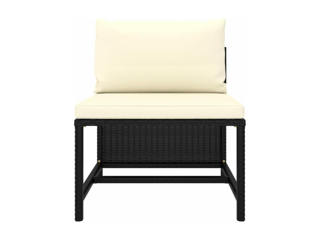 6-piece garden furniture set with cushions, black woven resin WBDB67140