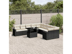 11-piece garden furniture set with cushions, black resin wicker AKKZ45588