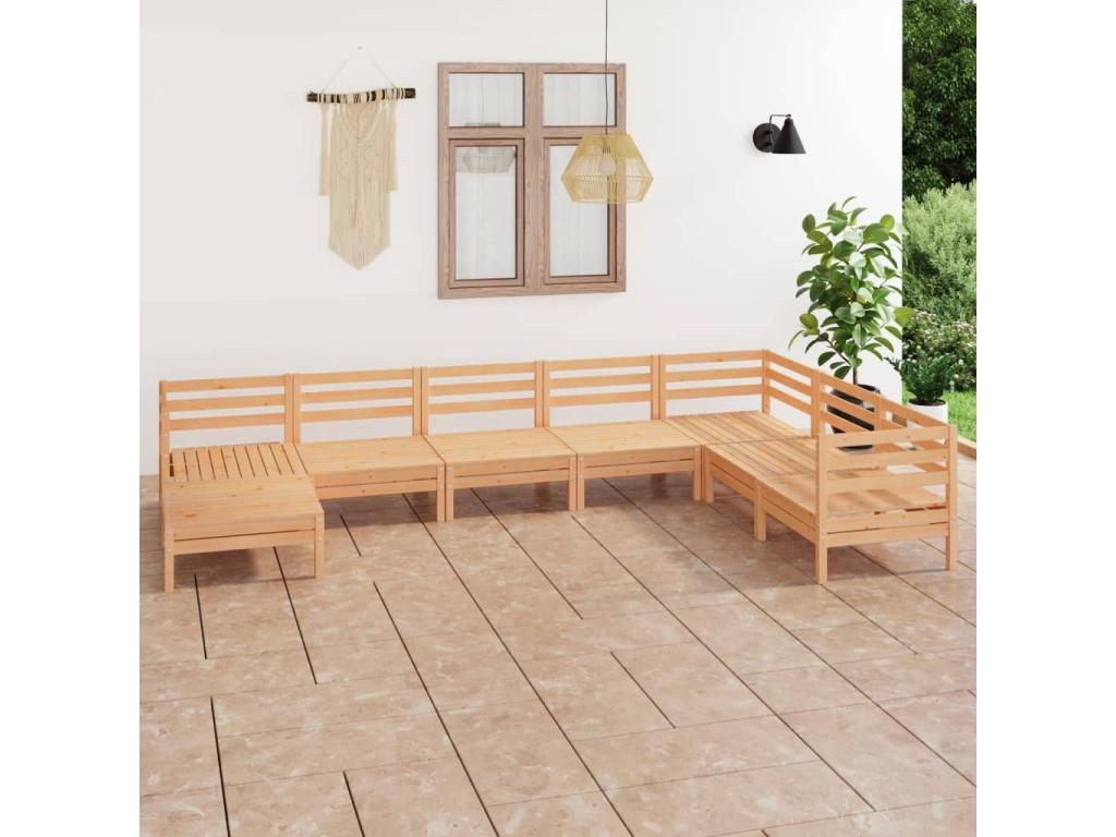 8-piece garden furniture set, solid pine wood, IROK66481