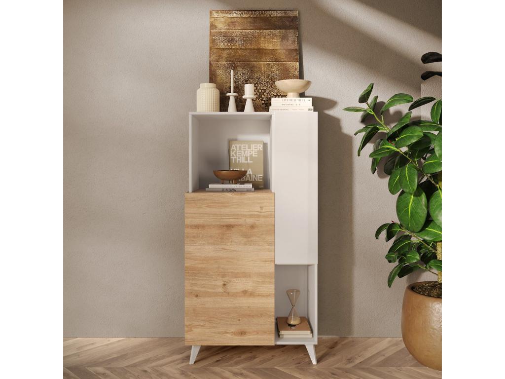 Ventoriq - 2-Door Storage Unit with 2 Shelves, White Lacquered and Wood-Look Finish, Ventoriq XXYO96528