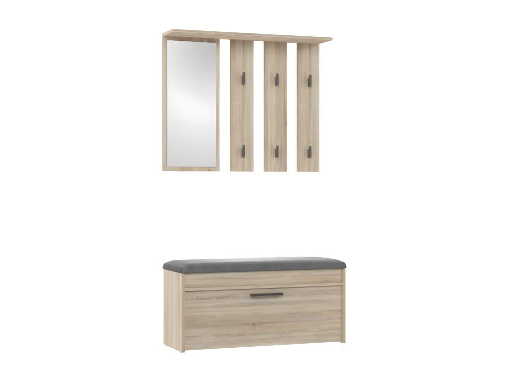 PARMI - Entryway Wardrobe - Entryway Furniture with Bench and Mirror - Wall-Mounted Coat Rack BXEB27005