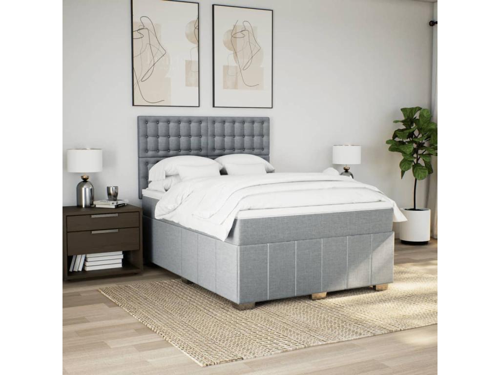 Lumenao bed base with light grey mattress 160x200cm Fabric NTRH50434