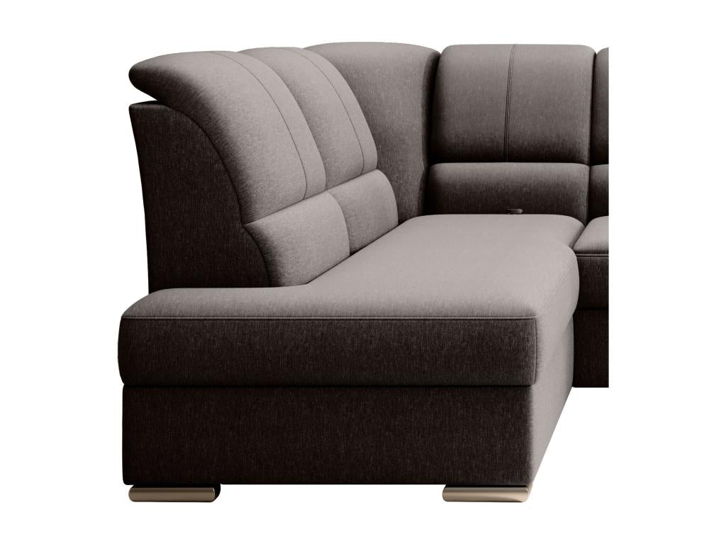 Lumenao 270cm Left-Hand Corner Sofa Bed in Brown Fabric with Chrome Steel Legs NVLI82231